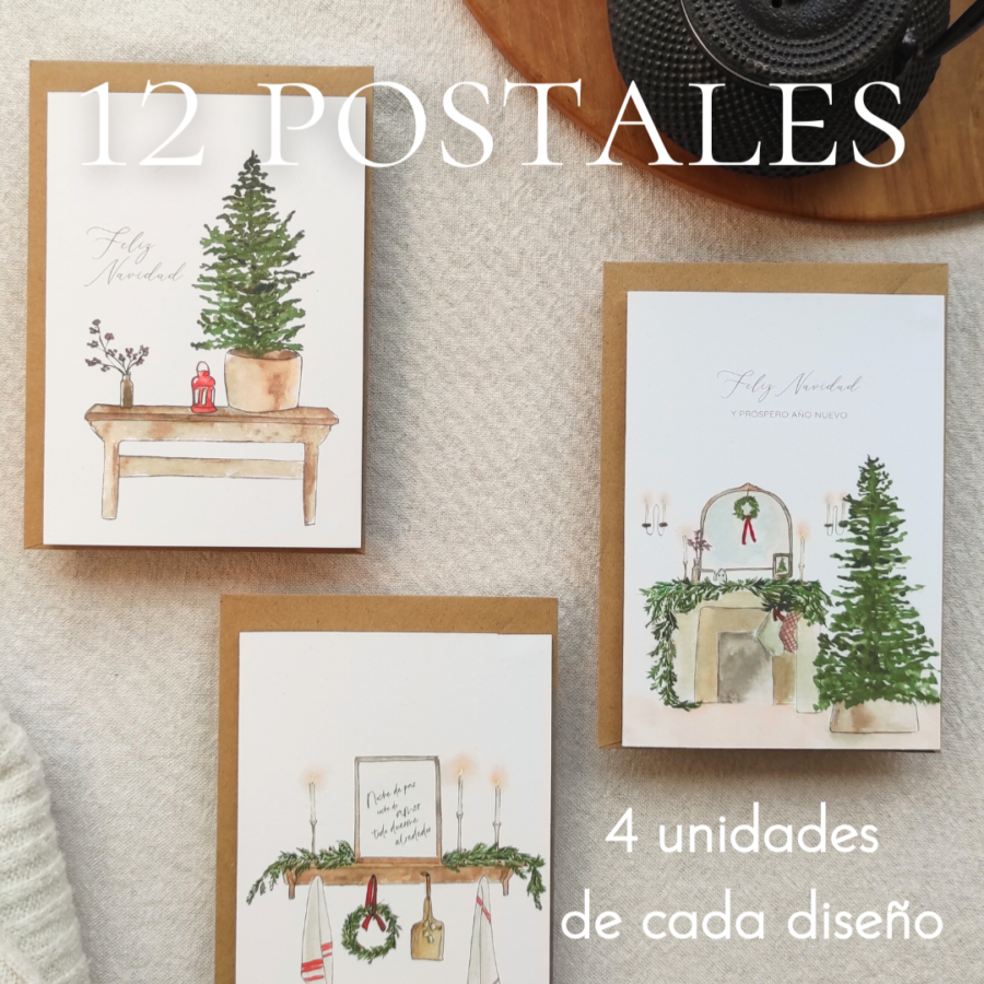 Pack 12 tarjetas de Navidad Hogar